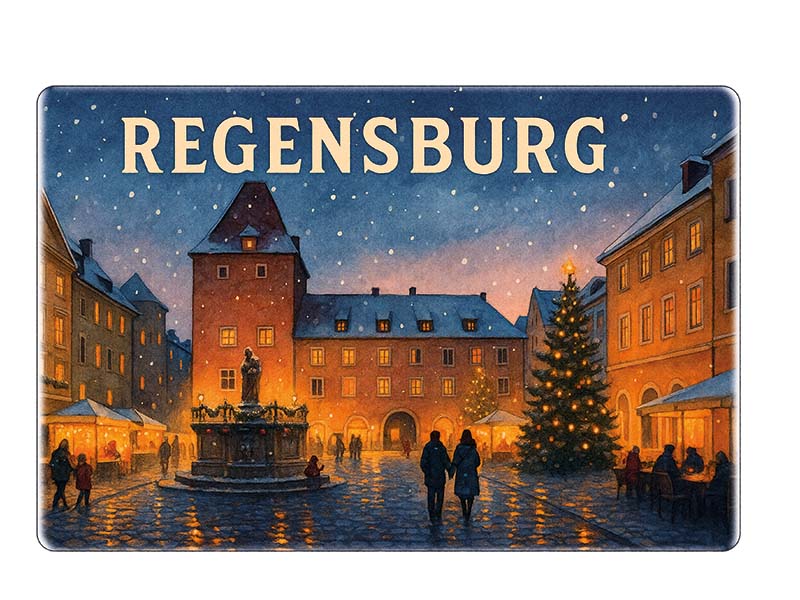 Souvenir Foto Magnet Steingut Regensburg 6x4,5cm