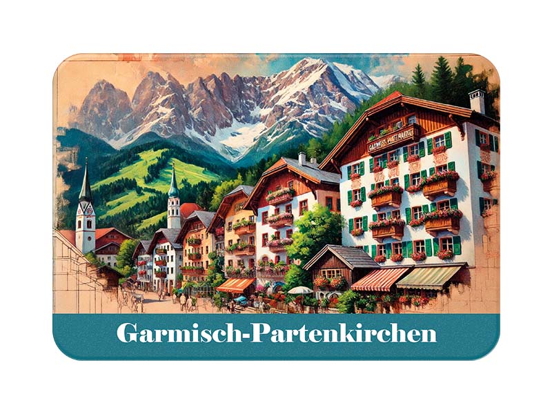 Souvenir Foto Kunststoff Magnet Garmisch-Partenkirchen 8x5cm