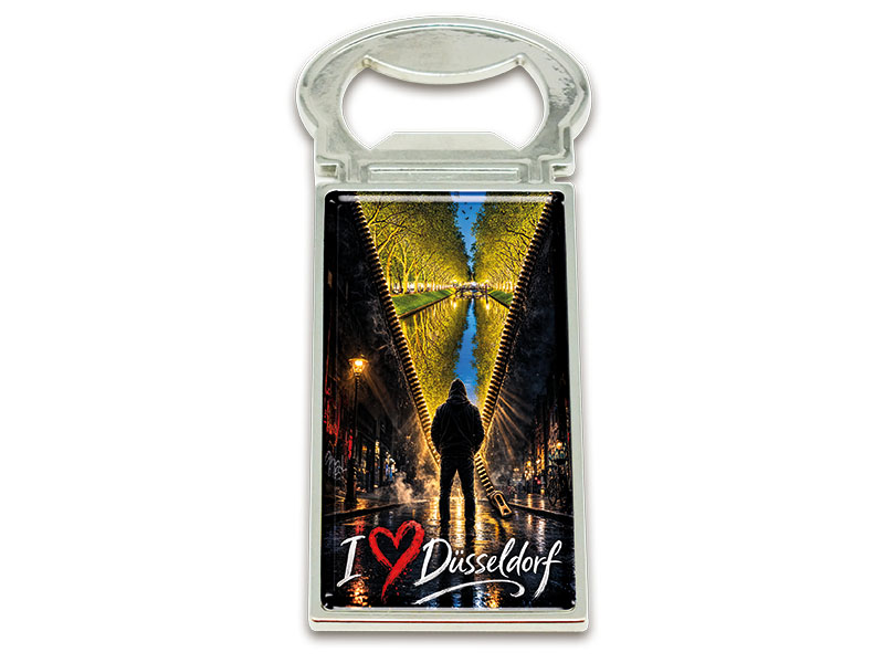 Souvenir Kapselheber Magnet Düsseldorf aus Metall 3x9cm