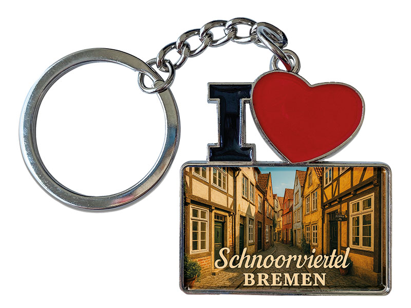 Souvenir Schlüsselanhänger aus Metall "I Love" Bremen 11x4cm   