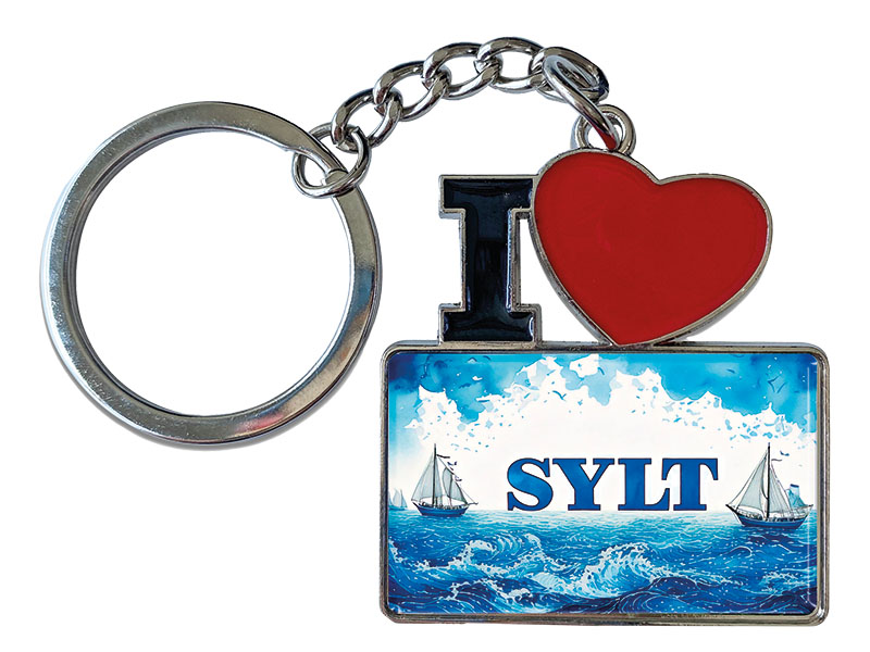 Souvenir Schlüsselanhänger aus Metall "I Love" Sylt 11x4cm    Souvenir Schlüsselanhänger aus Metall "I Love" Sylt 11x4cm