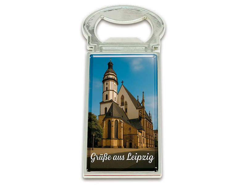 Souvenir Magnet Kapselheber aus Metall Leipzig 3x9cm