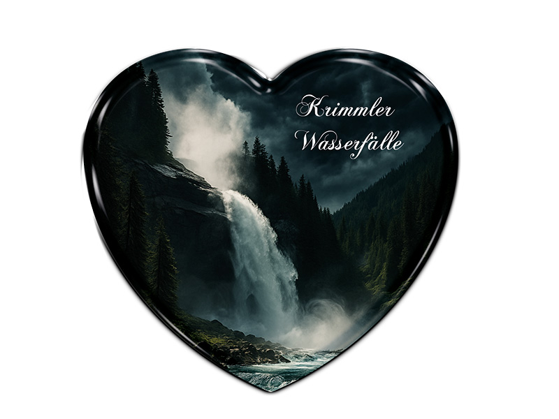 Souvenir Foto Magnet Herz Krimmler Wasserfälle 4x4cm