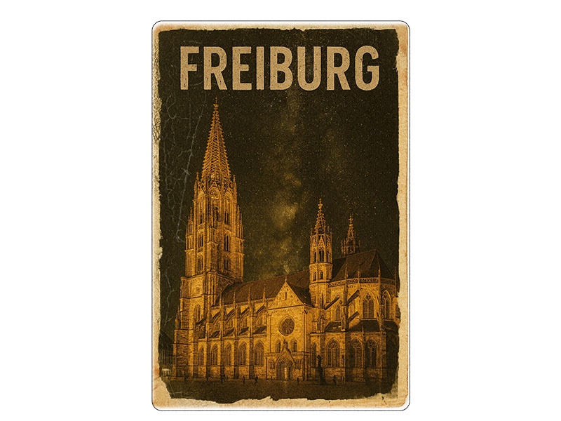 Souvenir Foto Magnet Steingut Freiburg 6x4,5cm