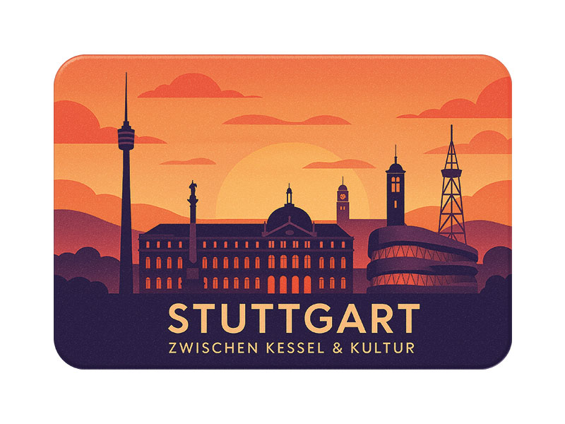 Souvenir Foto Kunststoff Magnet Stuttgart 8x5cm