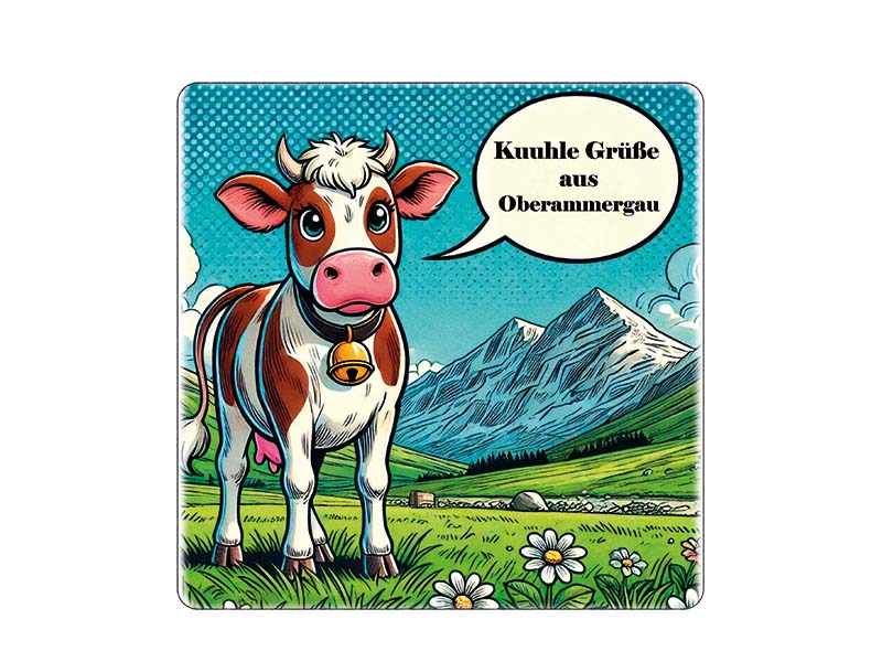 Souvenir Stoneware magnet Oberammergau 5x5cm