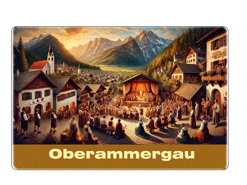 Souvenir Stoneware magnet Oberammergau 6x4,5cm