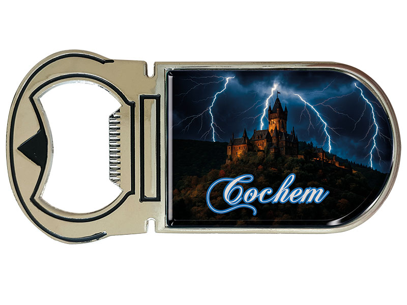 Souvenir Magnet Kapselheber aus Metall Cochem 4x9cm
