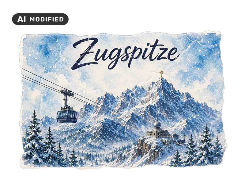 Souvenir plastic magnet mosaic Zugspitze 8x5cm