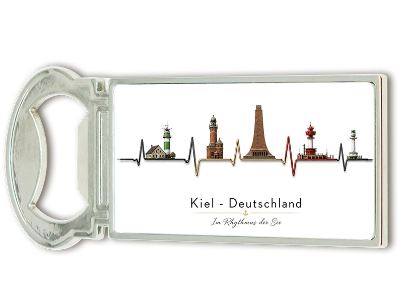 Souvenir Kapselheber Magnet Kiel aus Metall 3x9cm