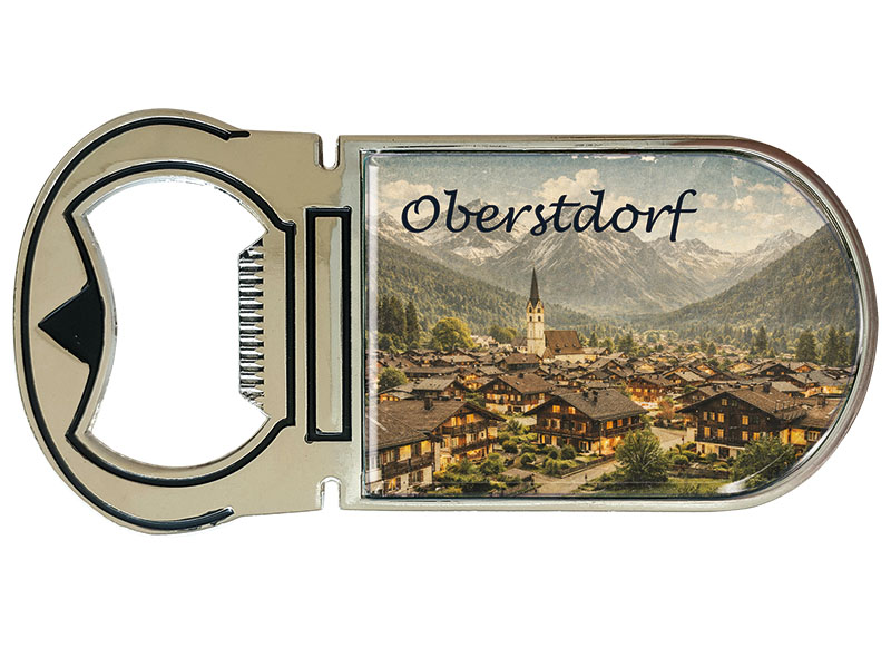 Souvenir Foto Magnet Kapselheber Oberstdorf aus Metall 4x9cm