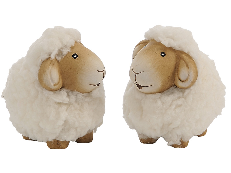 17429 Keramik Schaf mit Fell