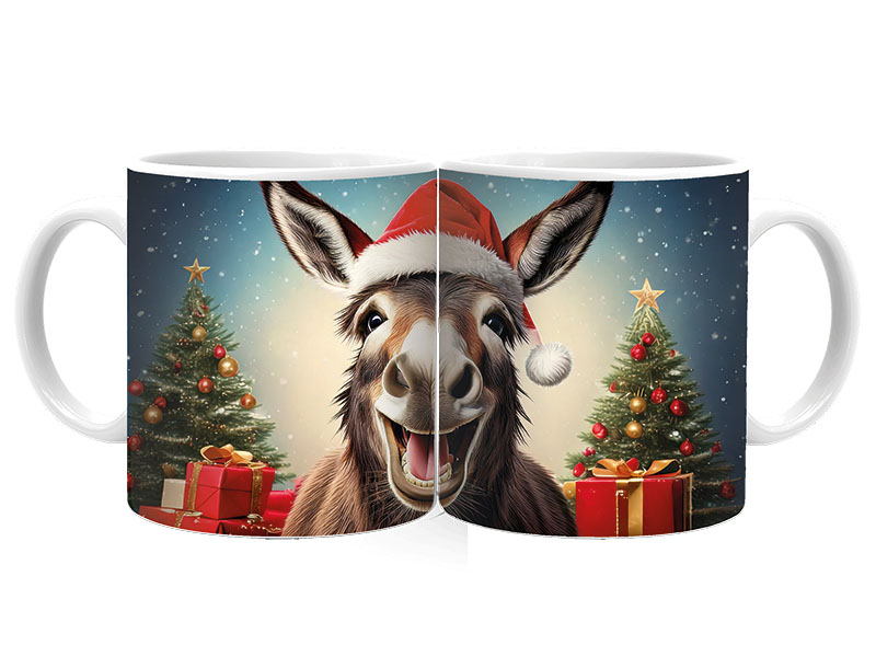 Foto Tasse Weihnachtsesel aus Keramik Ø8x9,5cm