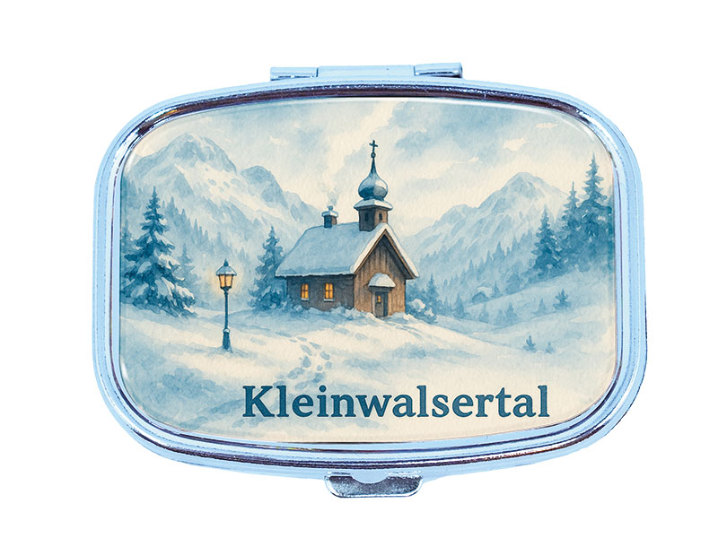 Souvenir Metal pillbox Kleinwalsertal 6x4,5cm