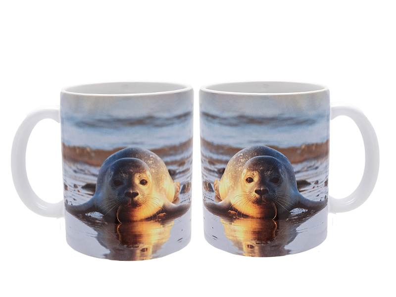 Foto Tasse  Robbe aus Keramik Ø8x9,5cm    Foto Tasse  Robbe aus Keramik Ø8x9,5cm