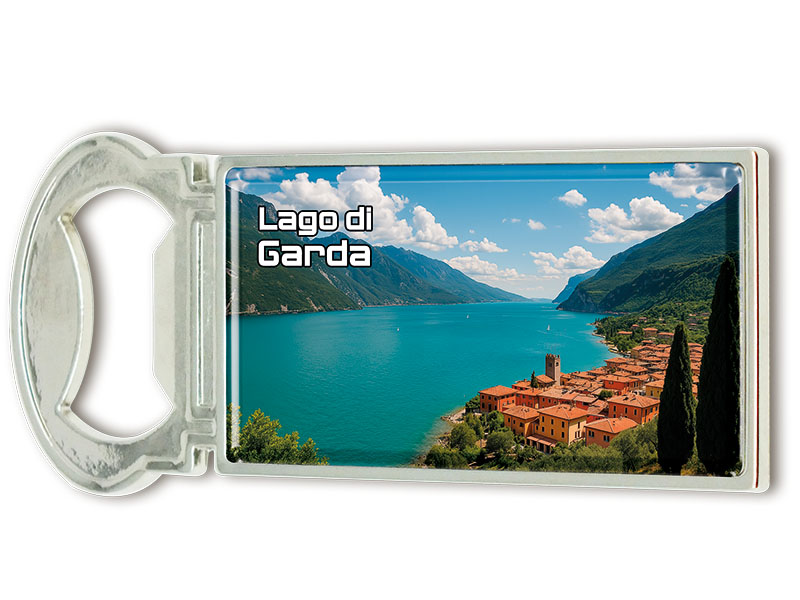 Souvenir Magnet Kapselheber aus Metall Gardasee 3x9cm