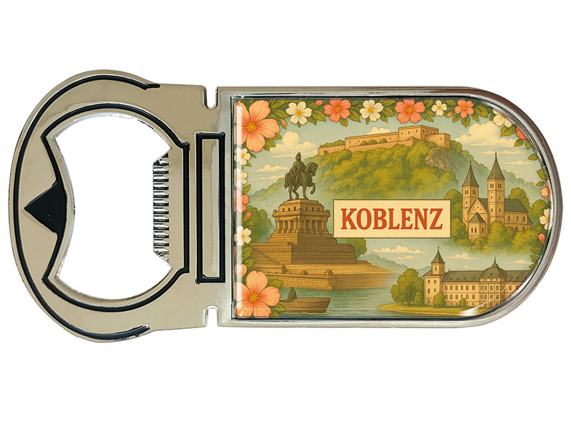 Souvenir Magnet Kapselheber aus Metall Koblenz 4x9cm