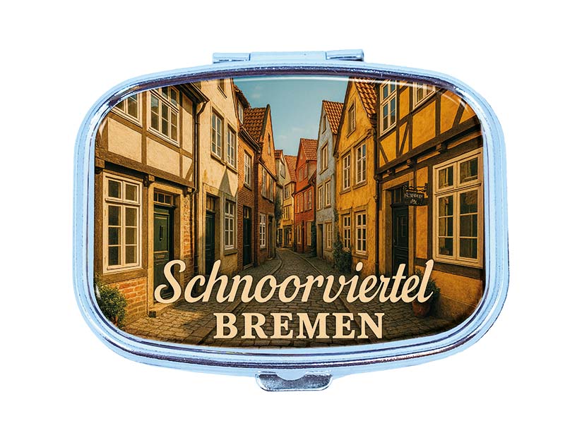 Souvenir Pillendose rechteckig aus Metall Bremen 6x4,5cm