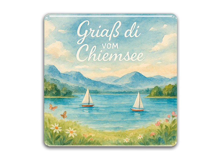 Souvenir Foto Magnet quadratisch Chiemsee 6,5x6,5cm