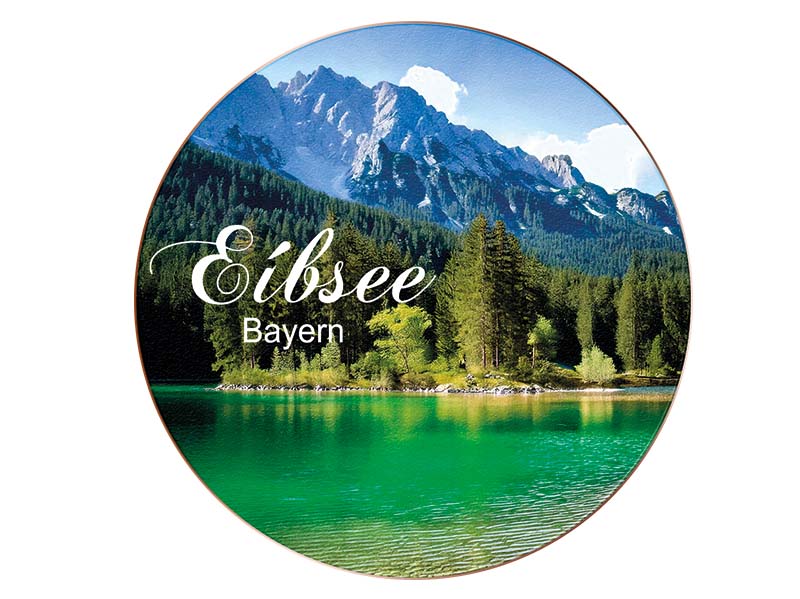 Souvenir Wooden magnet coaster  Eibsee Ø10cm