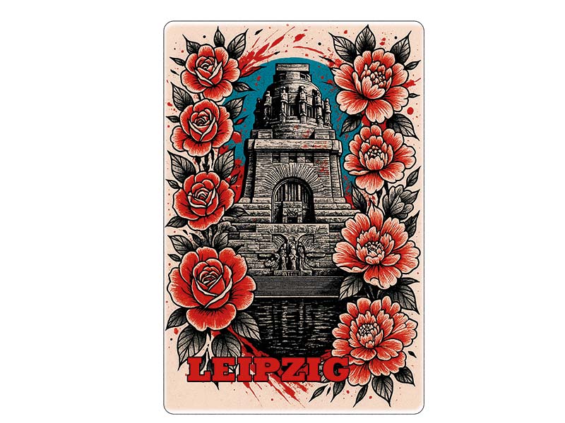 Souvenir Foto Magnet Steingut Leipzig 6x4,5cm