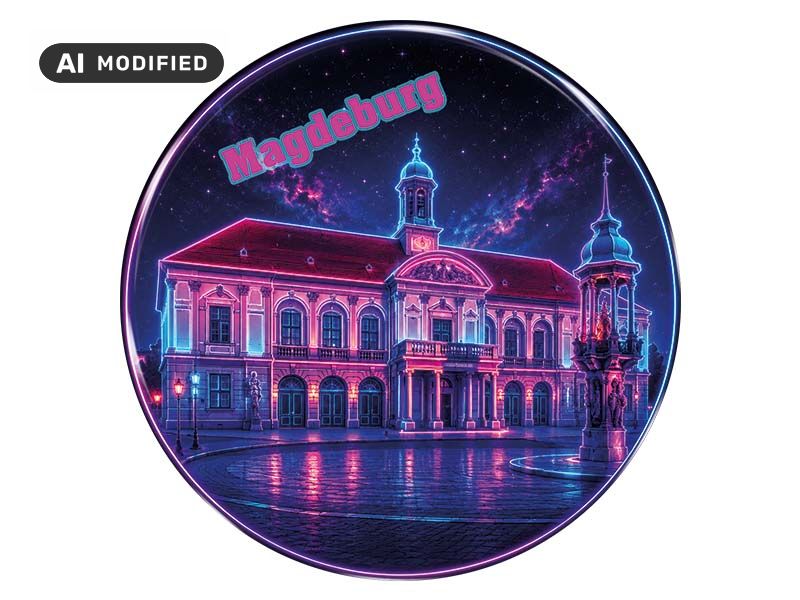 Souvenir Foto Magnet Magdeburg Ø7cm