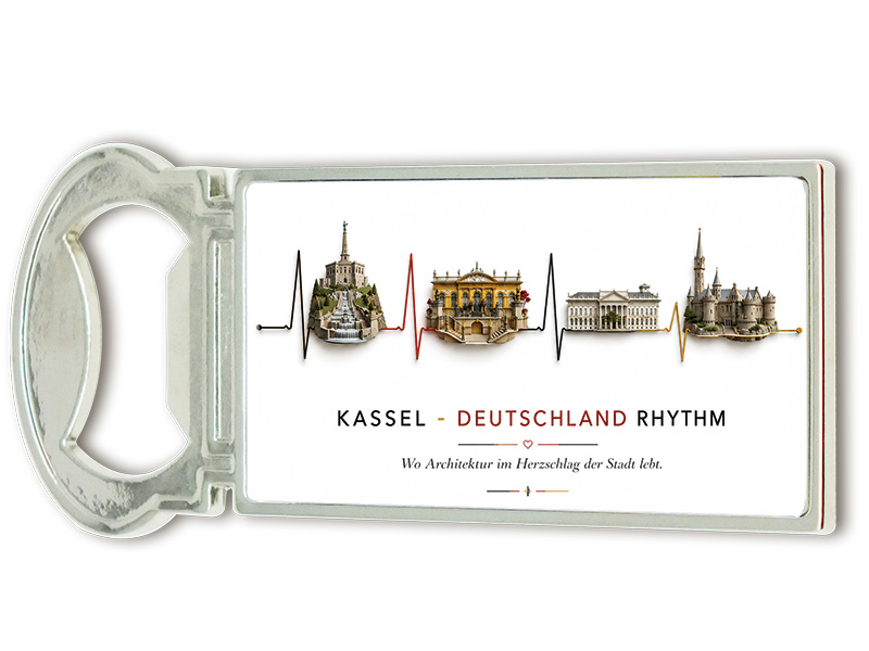 Apribottiglie magnetico souvenir Kassel in metallo