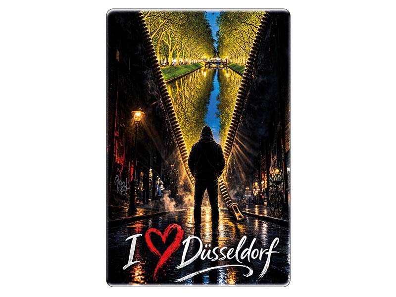 Souvenir Foto Magnet Düsseldorf aus Steingut 6x4,5cm