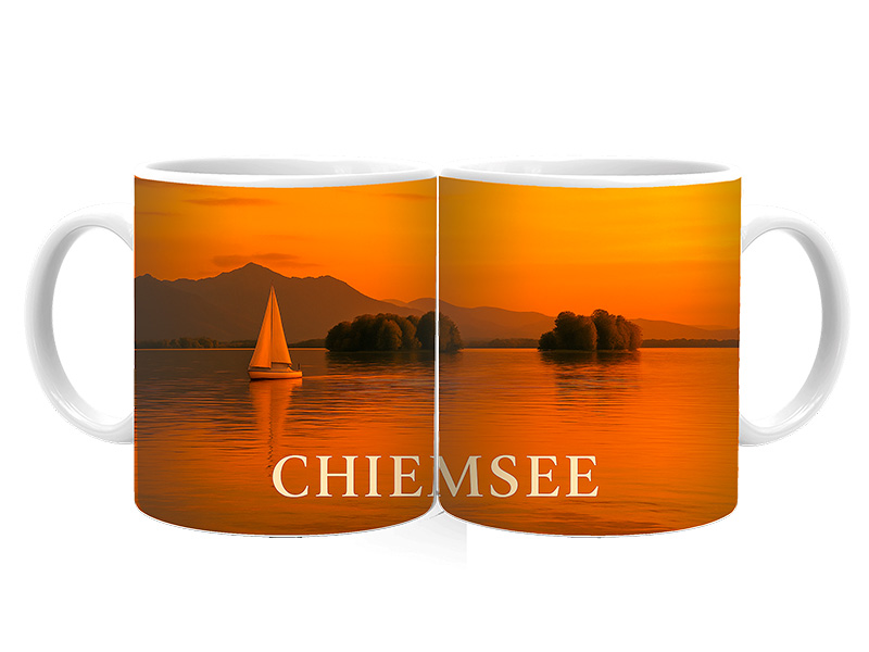 Souvenir Foto Keramik Tasse Chiemsee Ø8x9,5cm