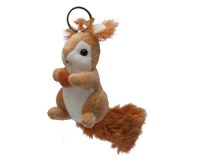 Eichhörnchen aus Plüsch mit Schlüsselanhänger, 8x6x9cm    Eichhörnchen aus Plüsch mit Schlüsselanhänger, 8x6x9cm