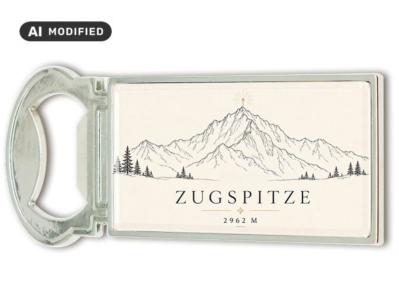 Souvenir Kapselheber Magnet Zugspitze aus Metall 3x9cm