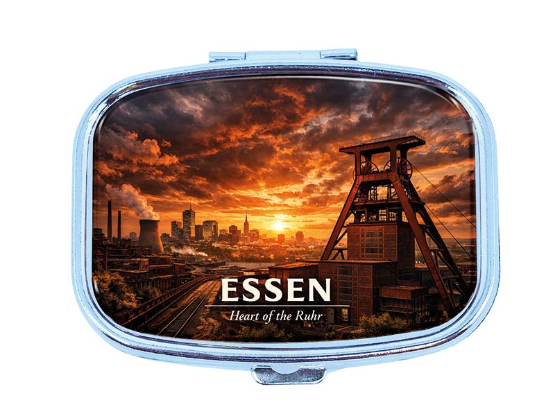 Souvenir Pillendose Essen aus Metall 6x4,5cm