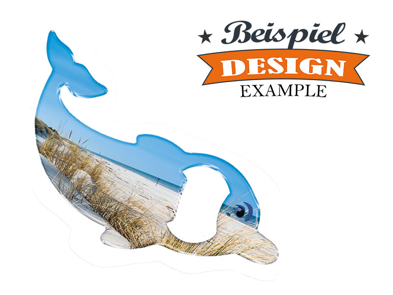 Metal magnet bottle opener dolphin 10x7cm, for own design   