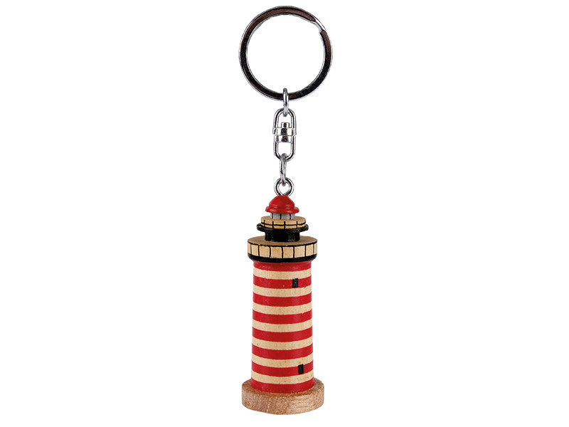 Wooden light house Ø2,5x6,5cm, with keychain