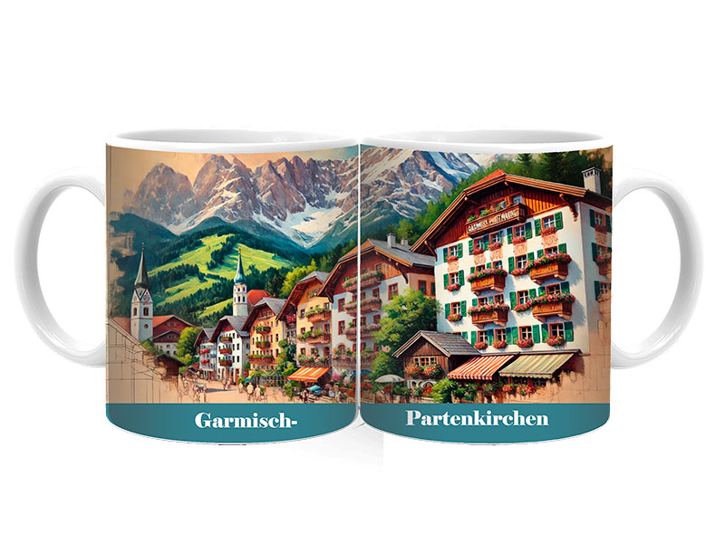 Souvenir Foto Keramik Tasse Garmisch-Partenkirchen Ø8x9,5cm