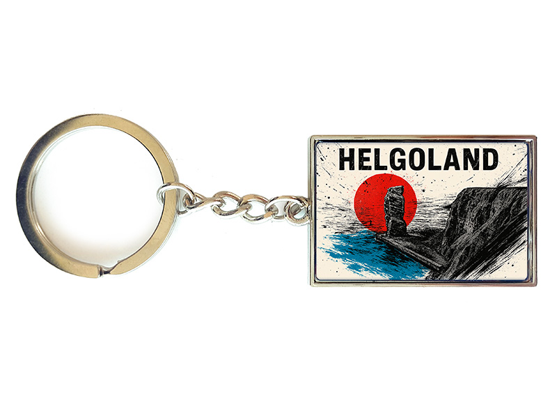 Souvenir Schlüsselanhänger rechteckig aus Metall Helgoland 3x10cm