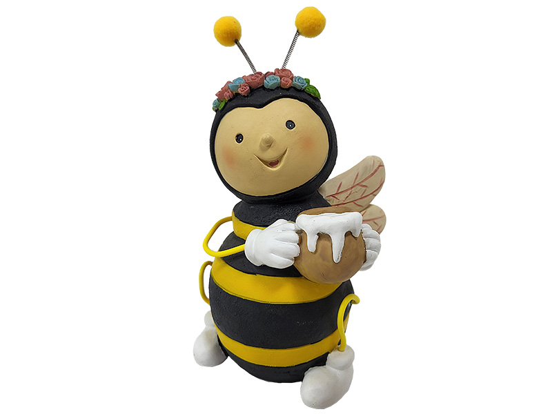 Biene aus Poly mit Honigtopf, 11,5x11x21,5cm   