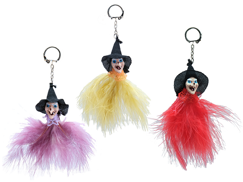 21946 Poly Hexe mit Feder und Schlüsselanhänger