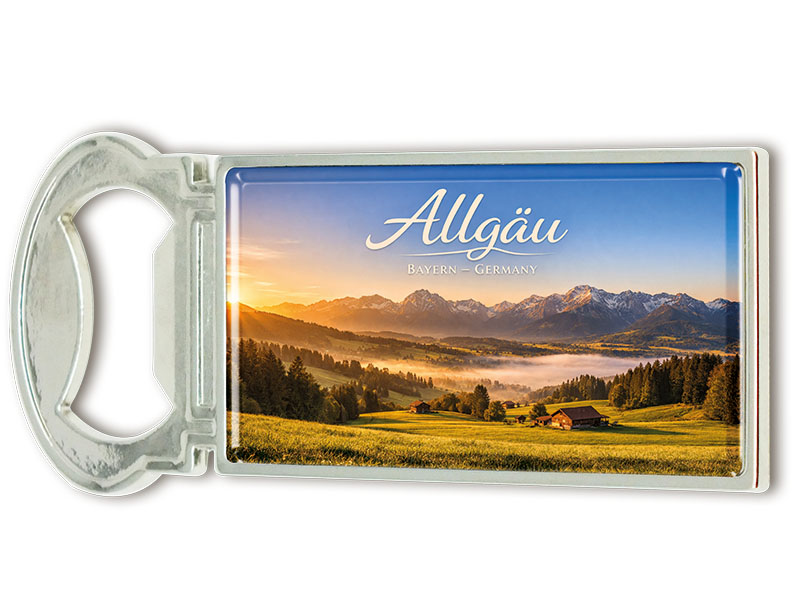 Souvenir Kapselheber Magnet Allgäu aus Metall 3x9cm