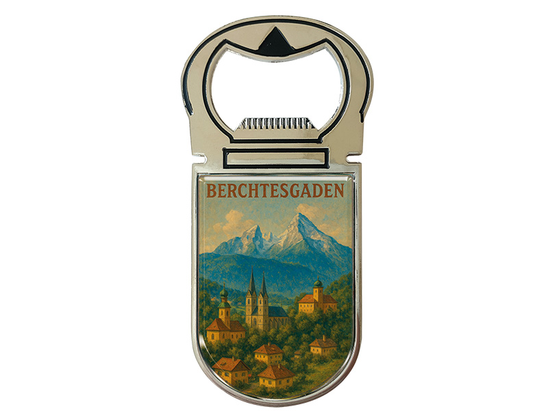 Souvenir Magnet Kapselheber aus Metall Berchtesgaden 4x9cm