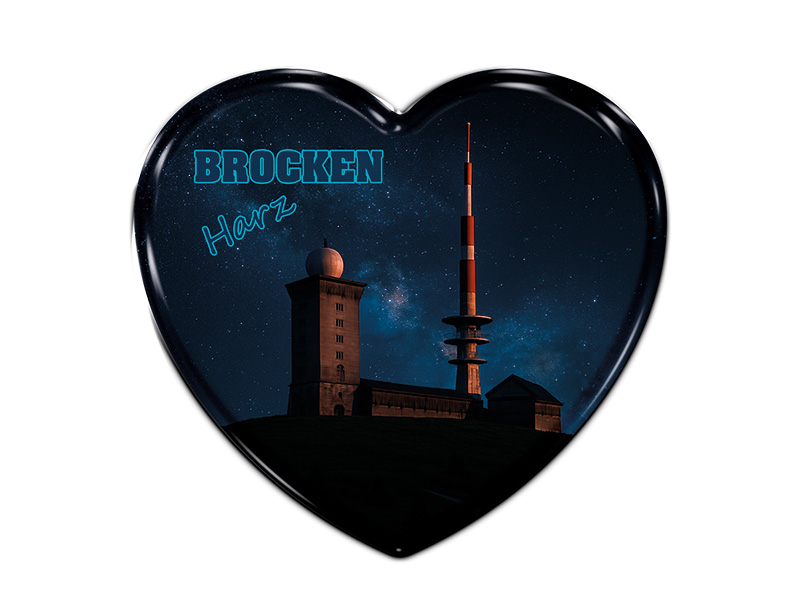 Souvenir Foto Magnet Herz Brocken 4x4cm
