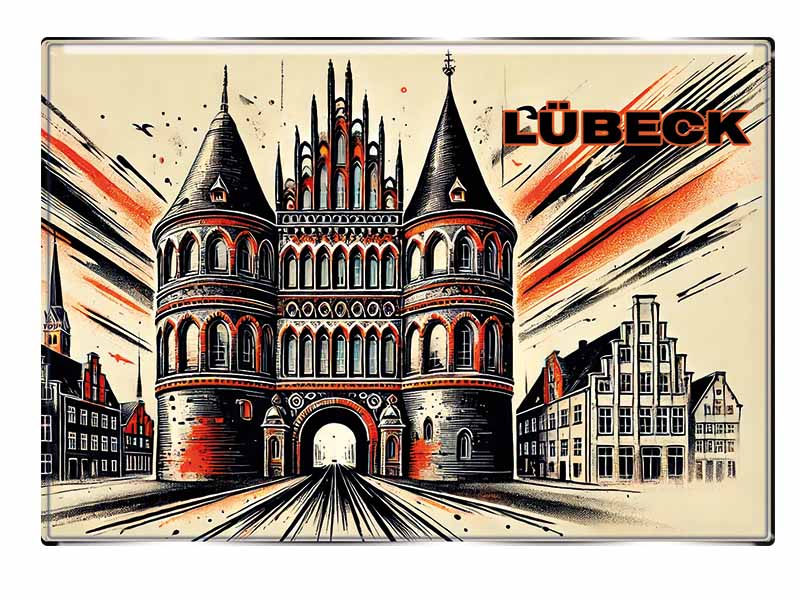 Souvenir Foto Magnet rechteckig Luebeck 8x5,5cm