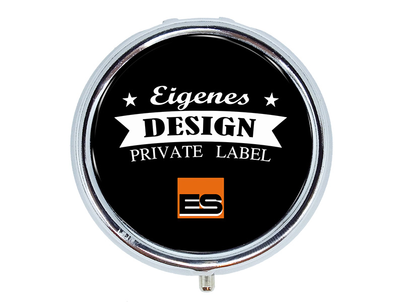 16535-0 Metall Pillendose rund eigenes Design