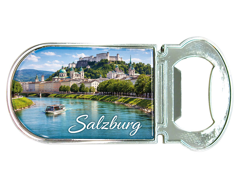 Souvenir Kapselheber Magnet Salzburg aus Metall 3x7cm