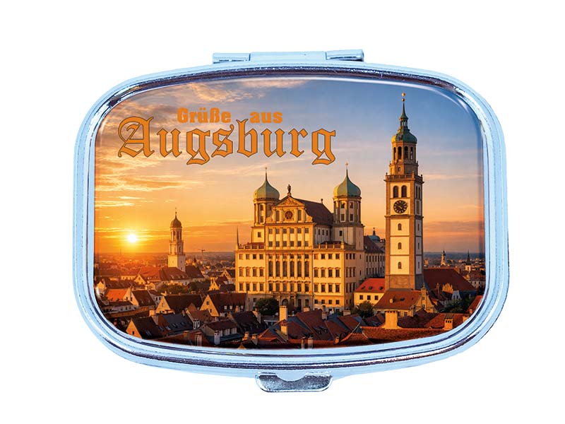 Souvenir Pillendose Augsburg aus Metall 6x4,5cm