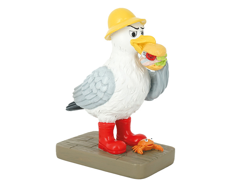 Möwe "Seefried" mit Matjesbrötchen aus Poly 10x6x13cm   