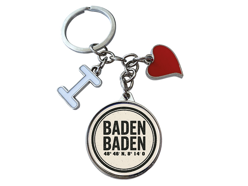 Souvenir Schlüsselanhänger Baden-Baden aus Metall 11x4cm
