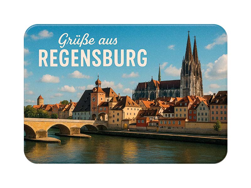 Souvenir Foto Kunststoff Magnet Regensburg 8x5cm