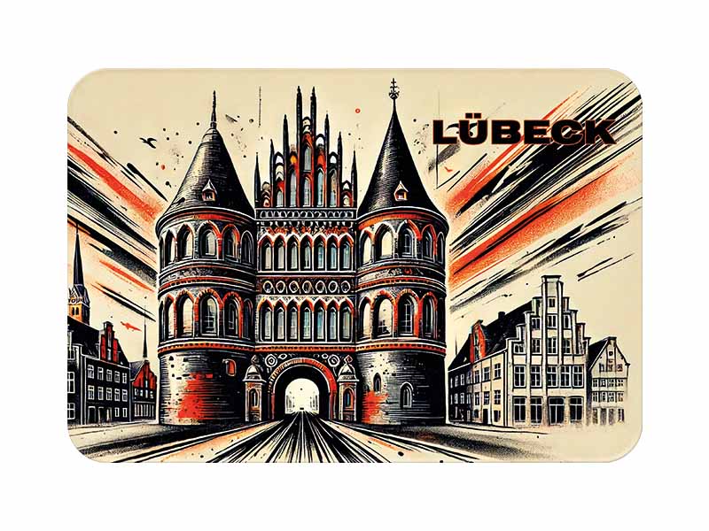 Souvenir Foto Kunststoff Magnet Luebeck 8x5cm