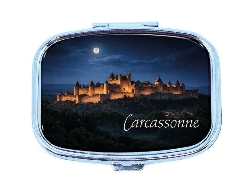 Souvenir Pillendose Carcassonne aus Metall 6x4,5cm